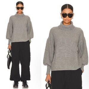 Superdown Frankie Knit Sweater Grey Turtleneck Balloon Sleeve Pullover